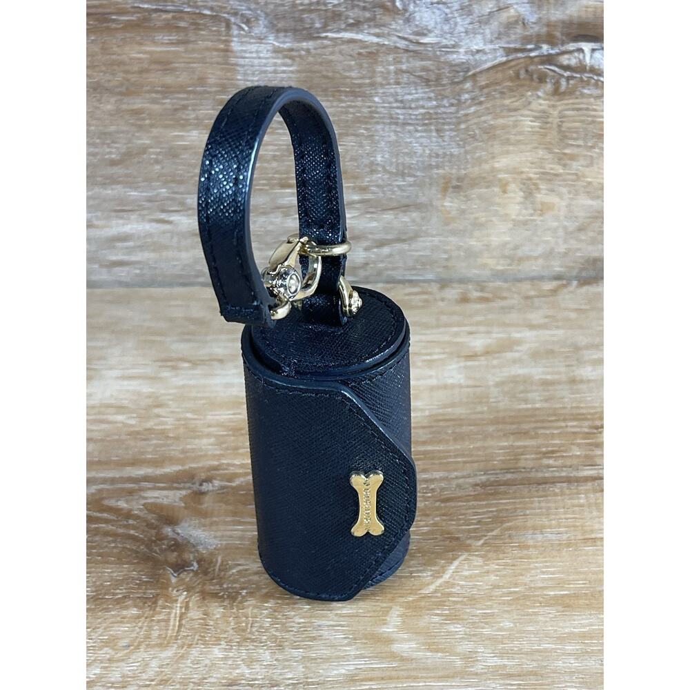 Henri Bendel Black Saffiano Leather Dog Baggie Holder with Clip W Bags